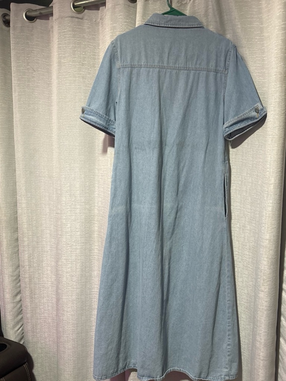 Light Blue Denim Dress - Casual Button-Front - Picture 2 of 2
